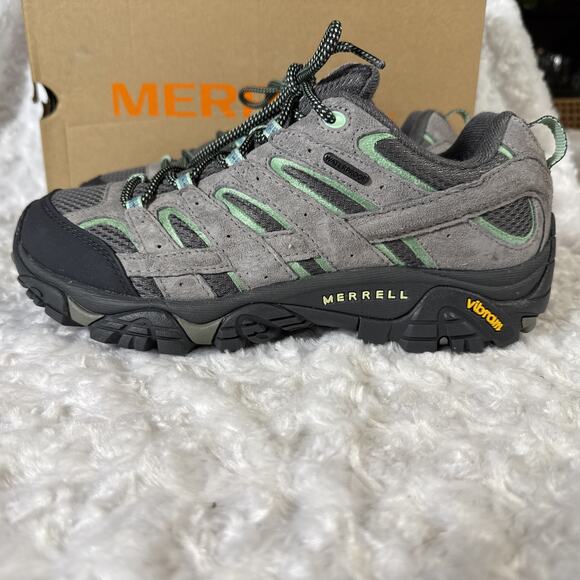 Merrell Women's MOAB 2 WP Hiking Shoe Drizzle/Mint J06028 Size: 9.5 W - Picture 1 of 11